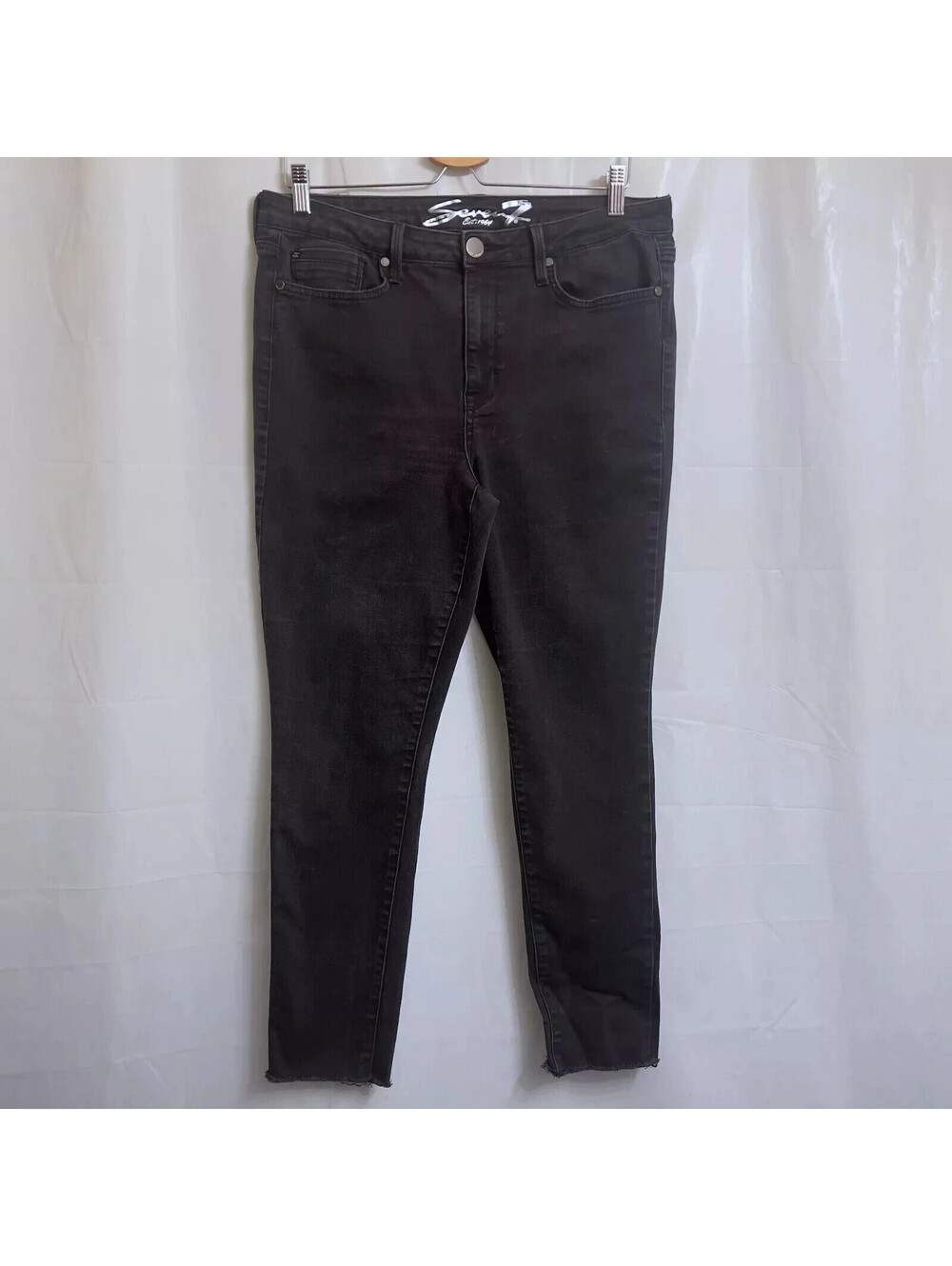 Seven7 Mid Rise Skinny Jeans Women's Size 14 Black 27 1/2" Inseam